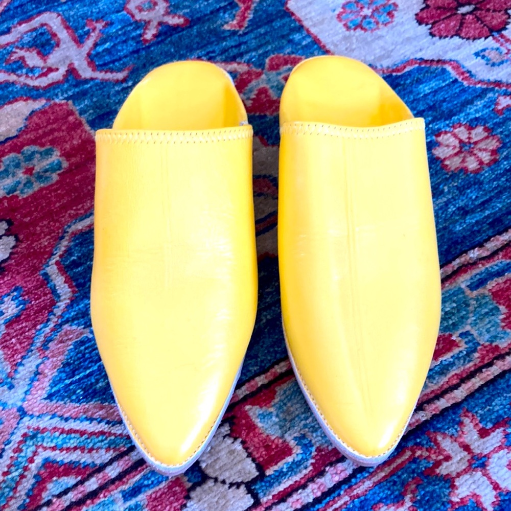 Bright Yellow Women’s Leather Mules